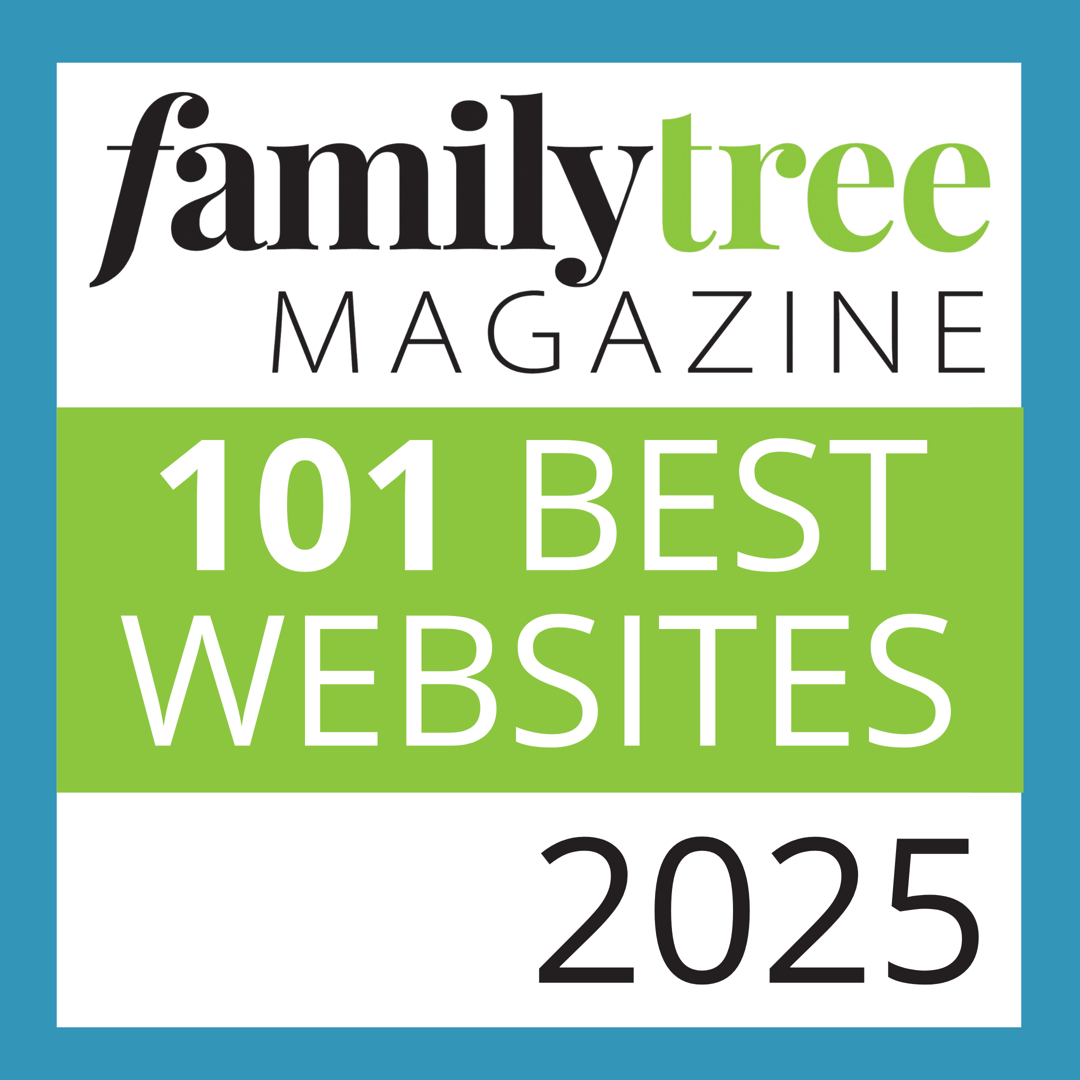 Family Tree Magazine's logo for 101 best websites 2025